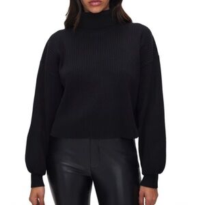 Good American Ribbed Black Turtleneck Sweater